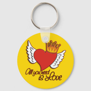 All You Need Is Love yellow Keychain