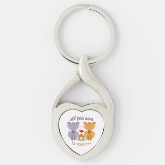 All you need is meow Valentine cats Keychain