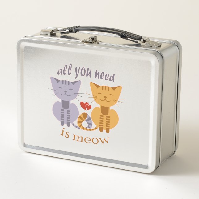 All you need is meow Valentine cats Metal Lunch Box (Front)