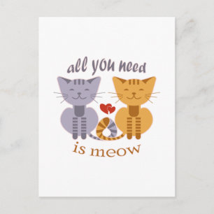 All you need is meow Valentine cats Postcard