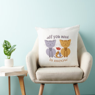 All you need is meow Valentine cats Throw Pillow