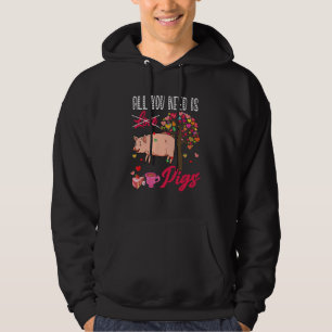All You Need Is Pigs Valentine's Day Hearts Farmer Hoodie