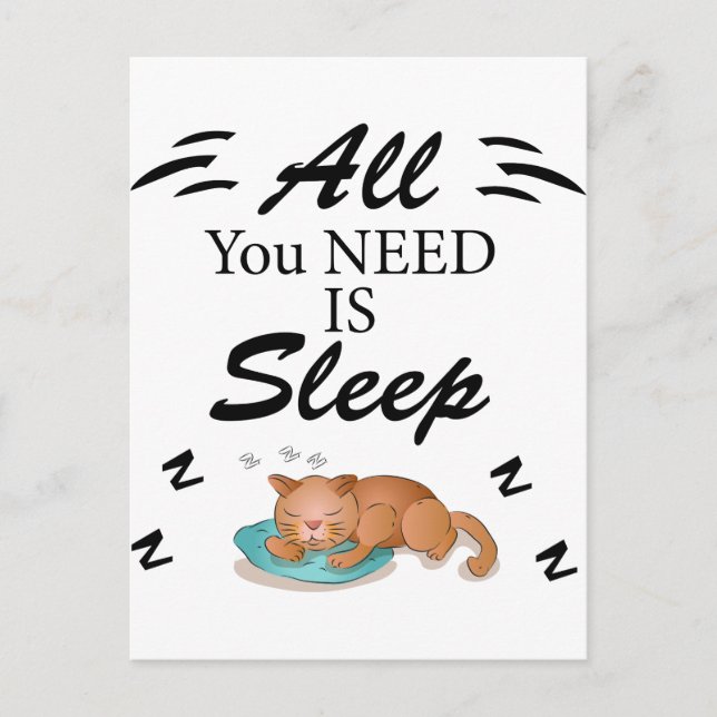 All You Need is Sleep Funny Quotes Postcard (Front)