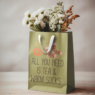 All you need is Tea & Warm socks seasonal Medium Gift Bag