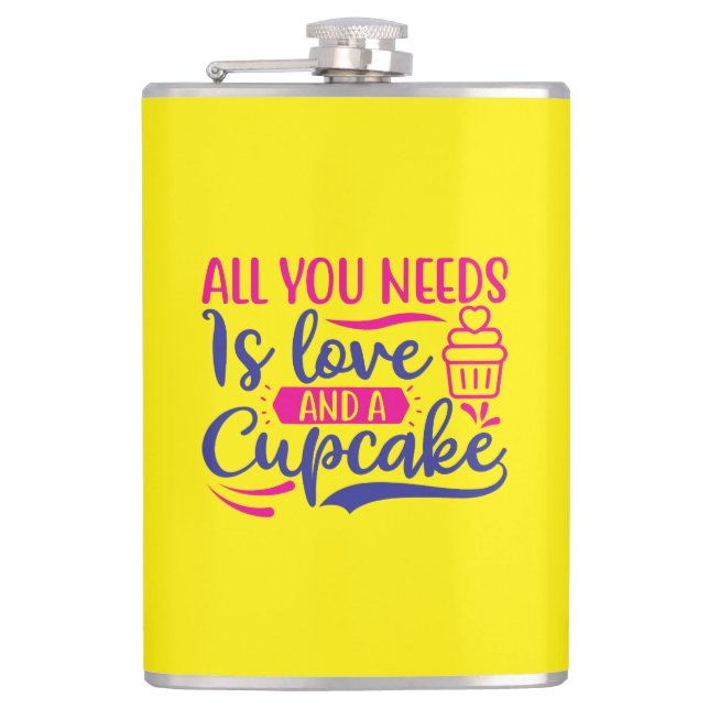 All You Needs is Love and Cupcake Hip Flask (Front)