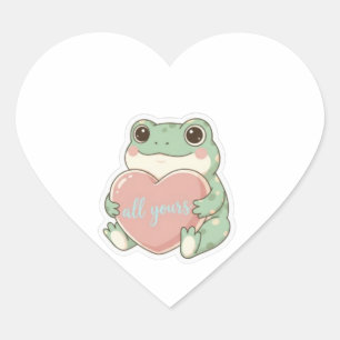 All Yours Frog Sticker Cute Frog Hugging Heart Kaw