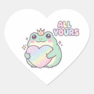 All Yours Frog Sticker Cute Frog Hugging Heart Kaw