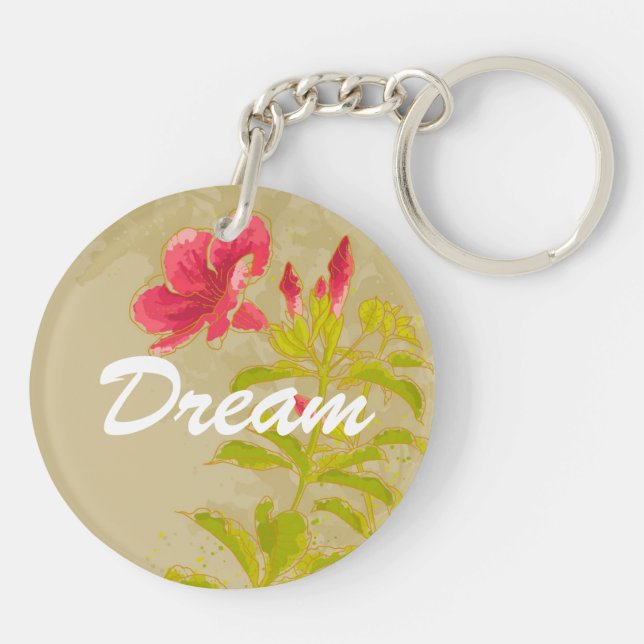 Allamanda Flower On Toned Background Keychain (Back)