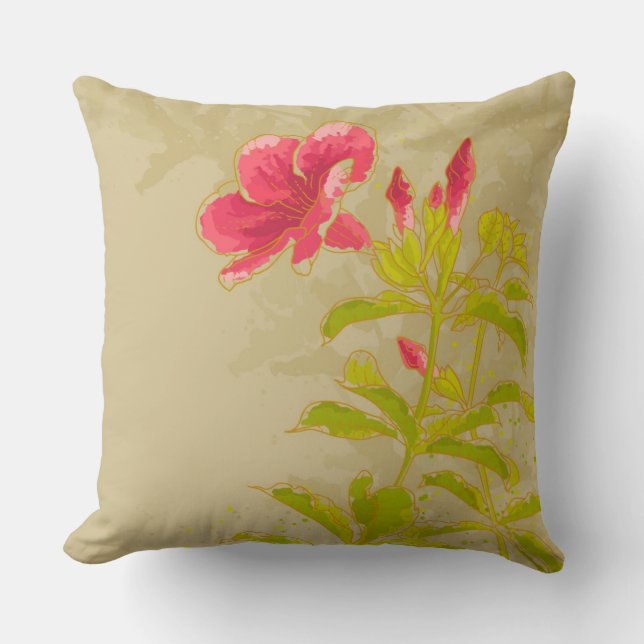 Allamanda Flower On Toned Background Throw Pillow (Front)