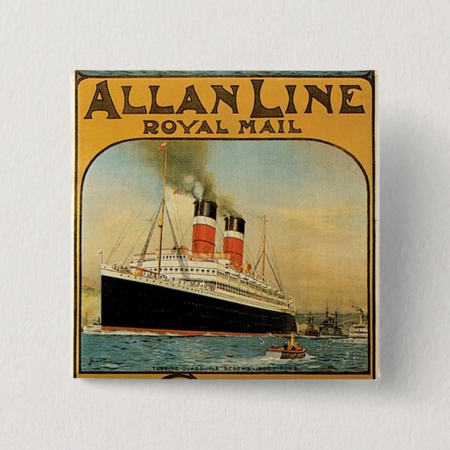 Allan Line 2 Inch Square Button (Front)