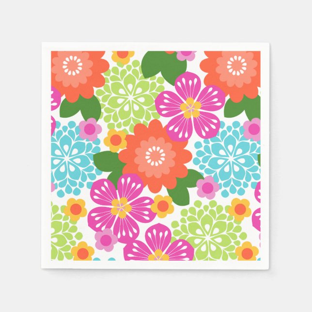 Allana Garden Hawaiian Graphical Floral - Brights Napkin (Front)