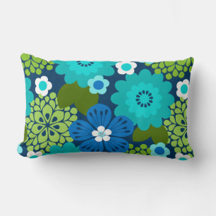 Allana Garden Hawaiian Graphical Floral - Navy Lumbar Pillow
