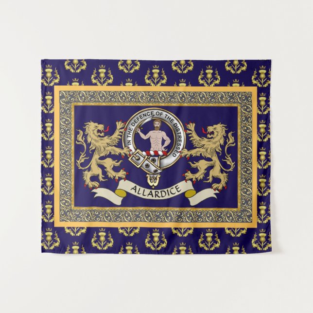 Allardice Clan Badge Personalized Blue Tapestry (Front (Horizontal))