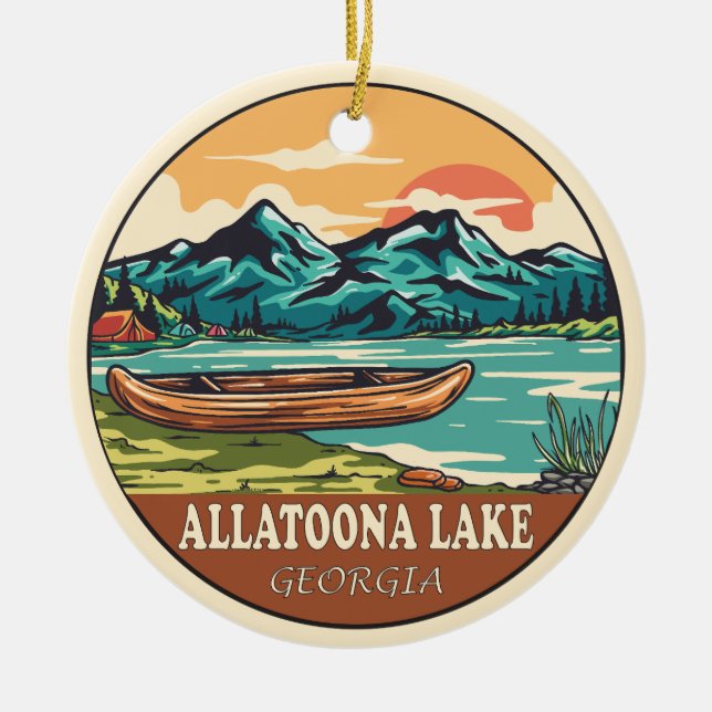 Allatoona Lake Georgia Boating Fishing Emblem Ceramic Ornament (Front)