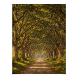 Allée de chênes vivants Paysage Affiche