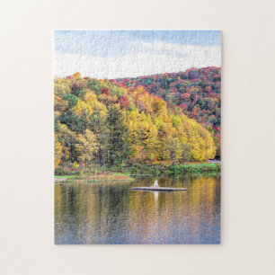 Allegany State Park NY Lake in Autumn Jigsaw Puzzle