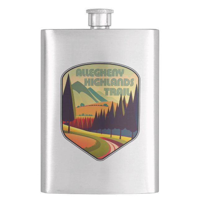 Allegheny Highlands Trail West Virginia Colours Hip Flask (Front)