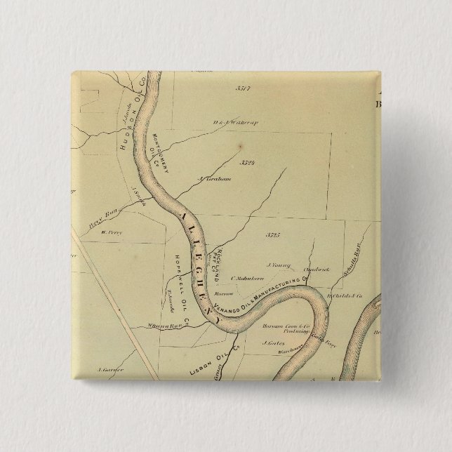 Allegheny River 2 Inch Square Button (Front)
