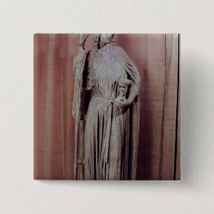 Allegorical figure of church holding a chalice 2 inch square button