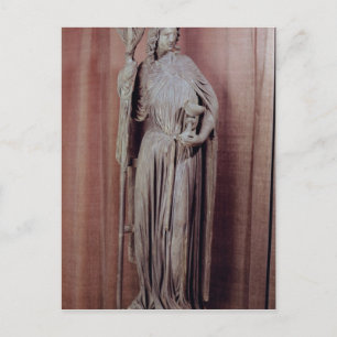 Allegorical figure of church holding a chalice postcard