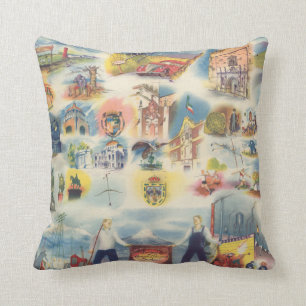 Allegorical map of Mexico City and Environs Throw Pillow