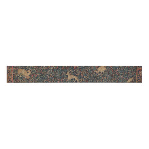 Allegorical Millefleurs Tapestry with Animals Grosgrain Ribbon