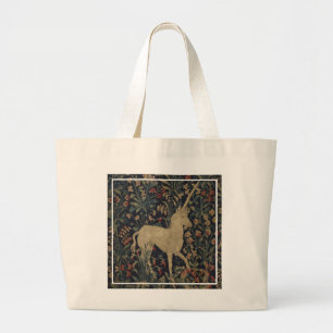 Allegorical "Millefleurs" Tapestry with Animals Large Tote Bag