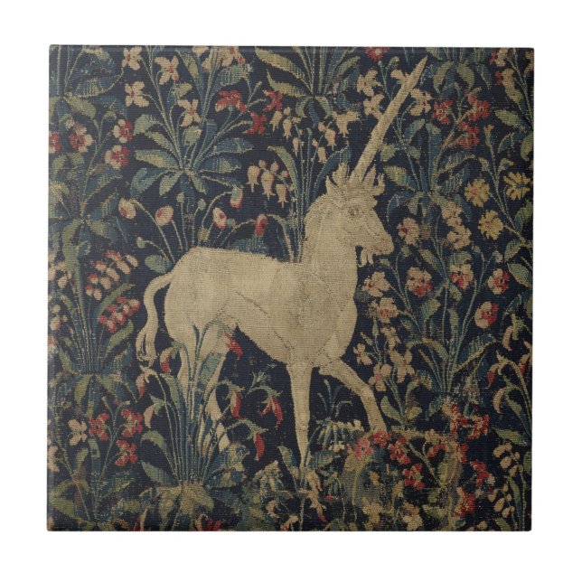 Allegorical "Millefleurs" Tapestry with Animals Tile (Front)