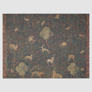 Allegorical Millefleurs Tapestry with Animals Tissue Paper