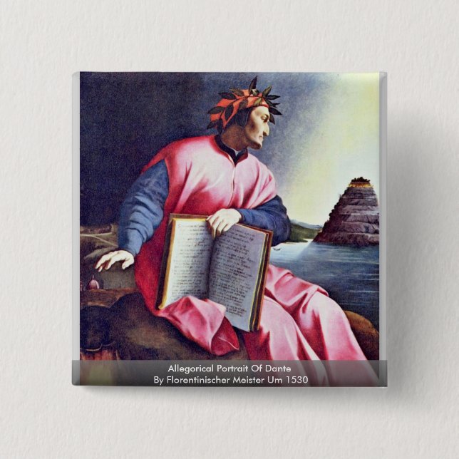 Allegorical Portrait Of Dante 2 Inch Square Button (Front)