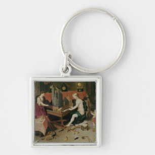 Allegory of Hearing, detail of an organist Keychain