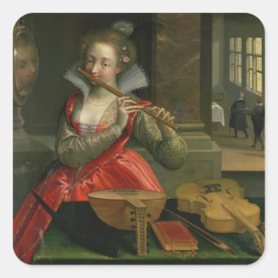 Allegory of Music , c.1600 Square Sticker