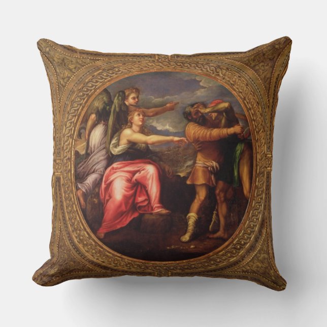 Allegory of Speed, Toil and Exercise, from the cei Throw Pillow (Front)