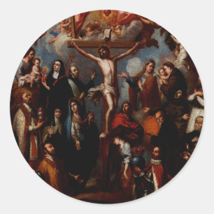 Allegory of the Crucifixion with Jesuit Saints  Classic Round Sticker