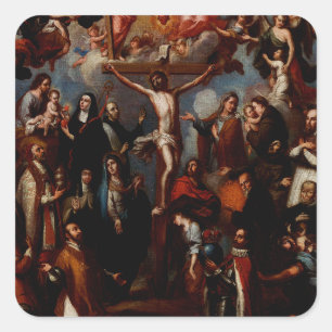 Allegory of the Crucifixion with Jesuit Saints Square Sticker