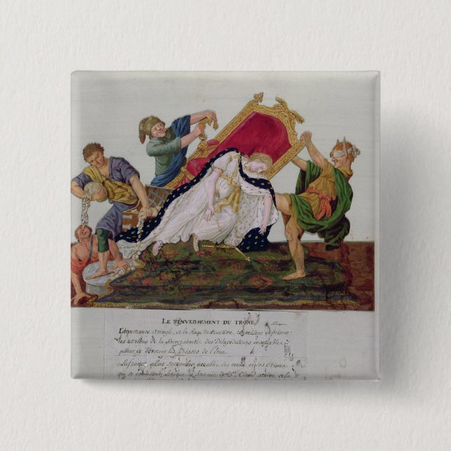 Allegory of the overturning of the throne 2 inch square button (Front)