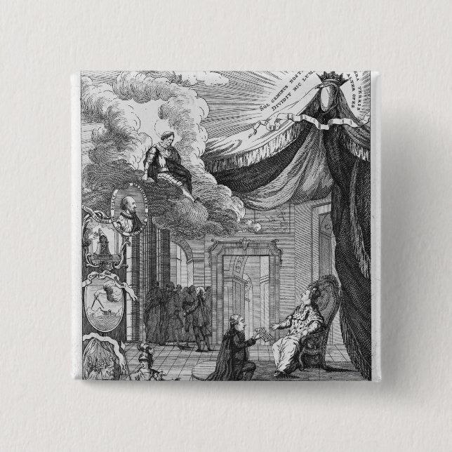 Allegory of the Report Given to Louis XVI 2 Inch Square Button (Front)