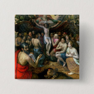 Allegory of the Trinity (oil on panel) 2 Inch Square Button