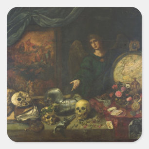 Allegory of Vanity, 1650-60 (oil on canvas) Square Sticker