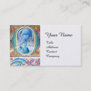ALLEGORY OF WIND ANTIQUE FLORAL MINIATURE MONOGRAM BUSINESS CARD