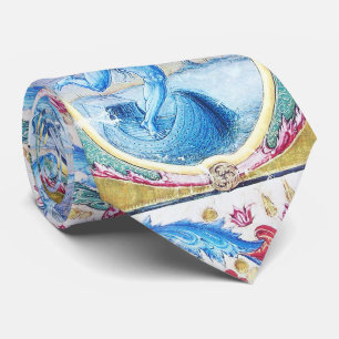 ALLEGORY OF WIND ANTIQUE FLORAL MINIATURE MONOGRAM TIE