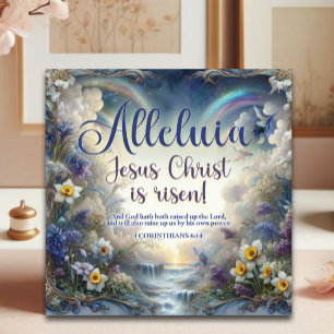 Alleluia He Is Risen Watercolor Floral Easter Holiday Card