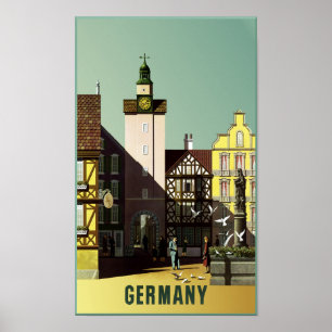 Allemagne. Affiche de voyage vintage.