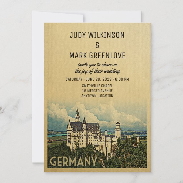 Allemagne Faire-part de mariage Neuschwanstein Châ (Devant)
