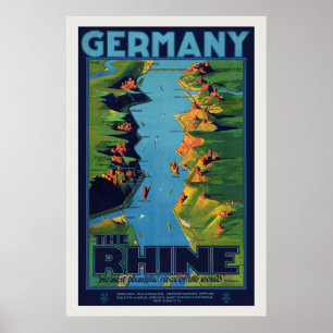 Allemagne Le Poster vintage du Rhin 1925