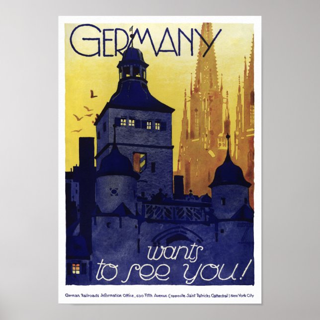 Allemagne Poster Vintage voyage restauré (Devant)