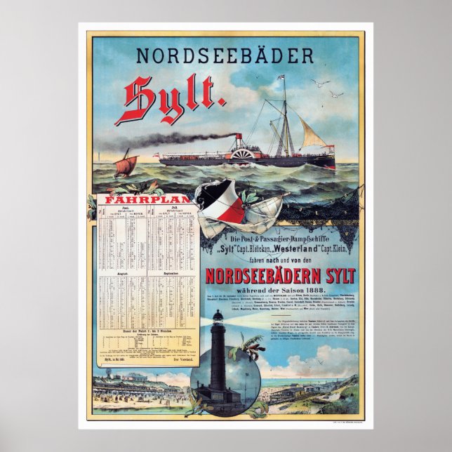 Allemagne Poster Vintage voyage restauré 1888 (Devant)