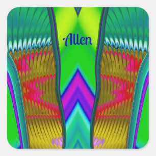 ALLEN ~ Multicoloured 3D ~ Square Sticker