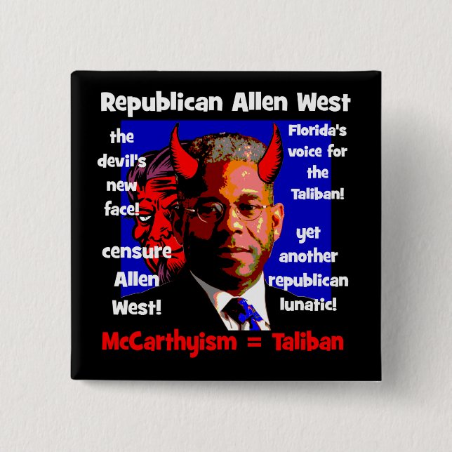 Allen West 2 Inch Square Button (Front)