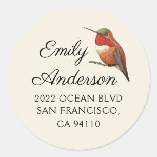 Allen's Hummingbird Address Classic Round Sticker